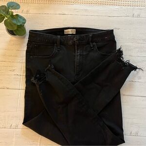 A&F high rise black raw hem jeans